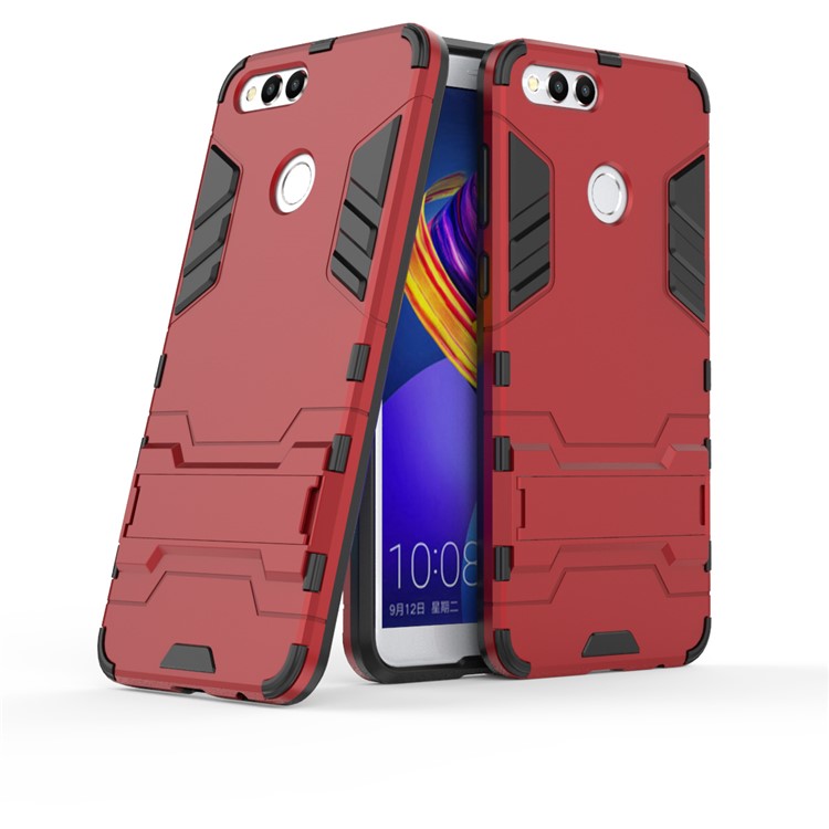 Cool Guard Kickstand Hybrid PC + TPU Phone Case for Huawei Honor 7X - Red-1