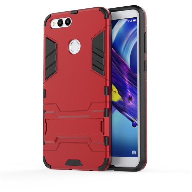 Cool Guard Kickstand Hybrid PC + TPU Phone Case for Huawei Honor 7X - Red-2