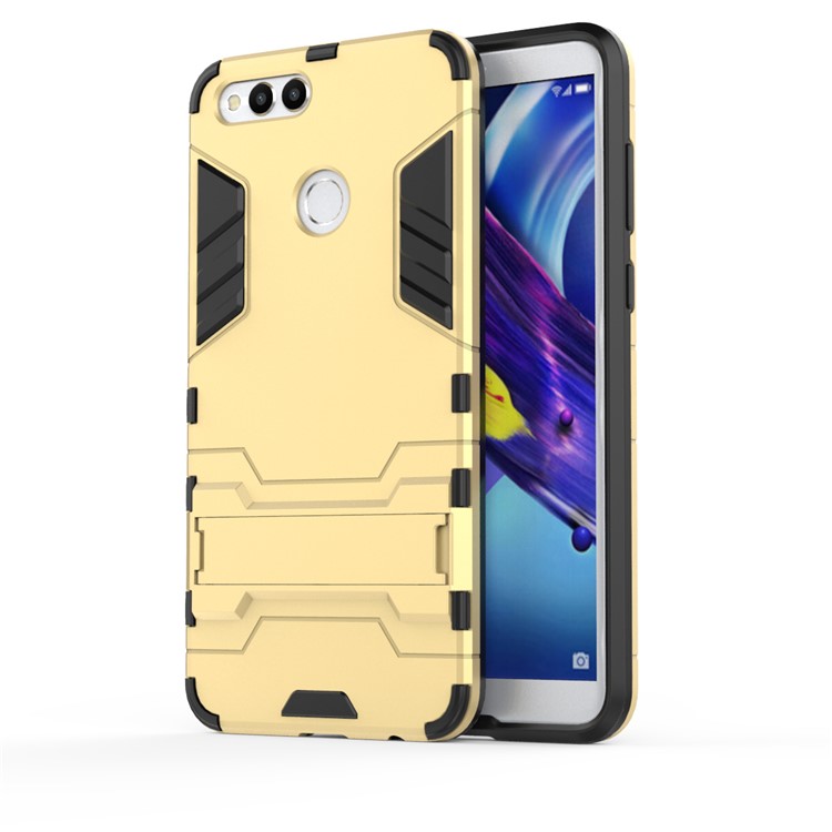 Cool Guard Kickstand Hybrid PC + TPU Phone Cover for Huawei Honor 7X - Gold-2