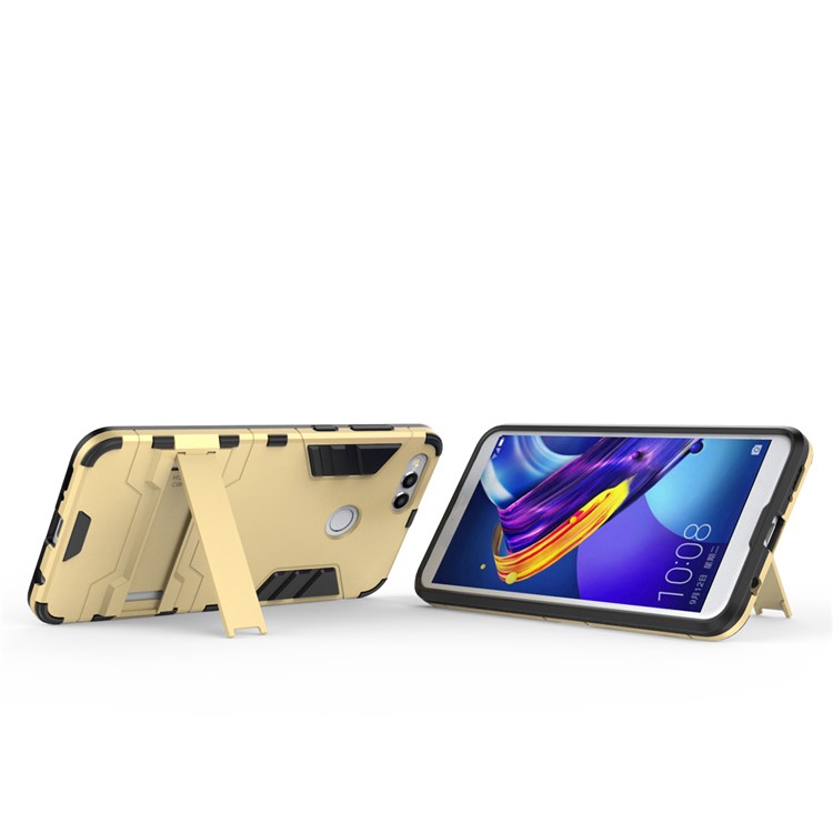 Cool Guard Kickstand Hybrid PC + TPU Phone Cover for Huawei Honor 7X - Gold-3