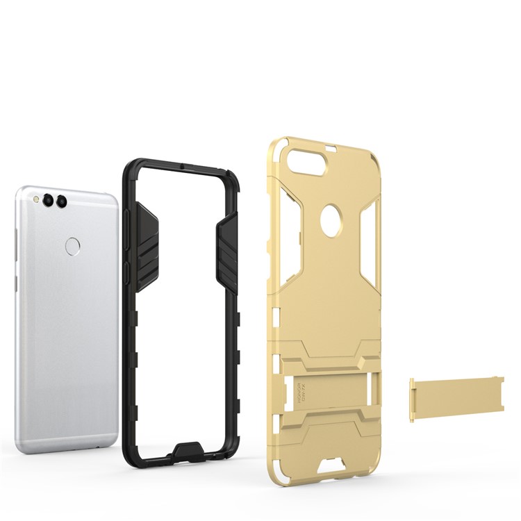 Cool Guard Kickstand Hybrid PC + TPU Phone Cover for Huawei Honor 7X - Gold-4