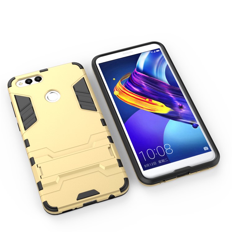 Cool Guard Kickstand Hybrid PC + TPU Phone Cover for Huawei Honor 7X - Gold-6