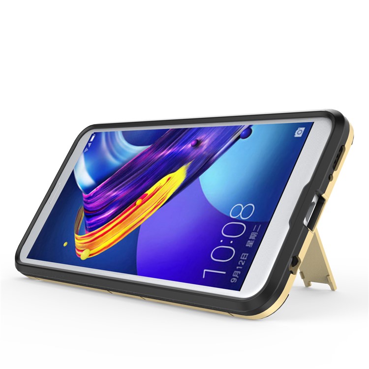 Cool Guard Kickstand Hybrid PC + TPU Phone Cover for Huawei Honor 7X - Gold-7