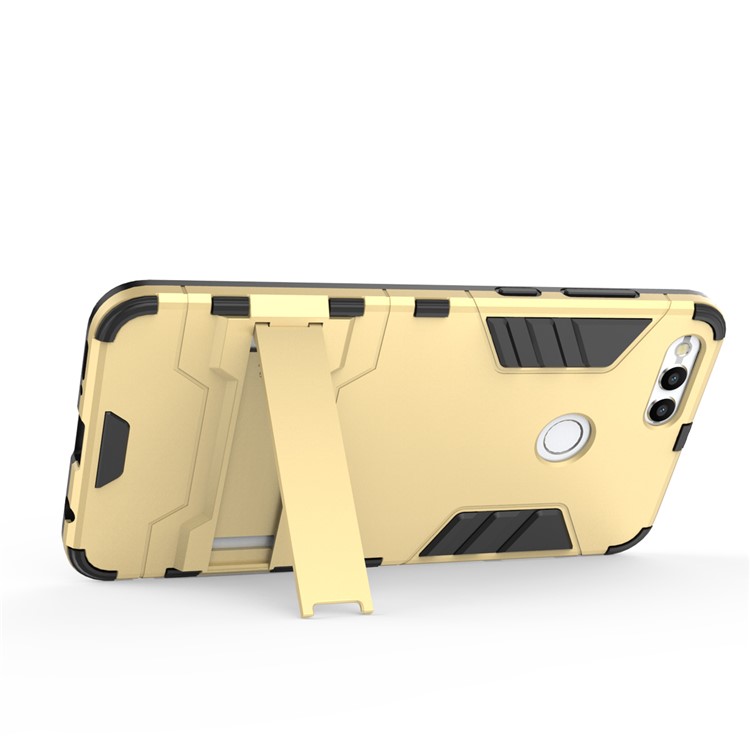 Cool Guard Kickstand Hybrid PC + TPU Phone Cover for Huawei Honor 7X - Gold-8