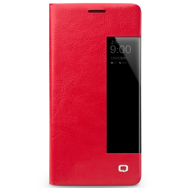 QIALINO View Window Smart Genuine Leather Flip Case for Huawei Mate 10 - Red-2