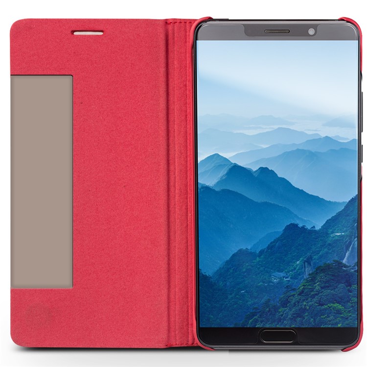 QIALINO View Window Smart Genuine Leather Flip Case for Huawei Mate 10 - Red-3