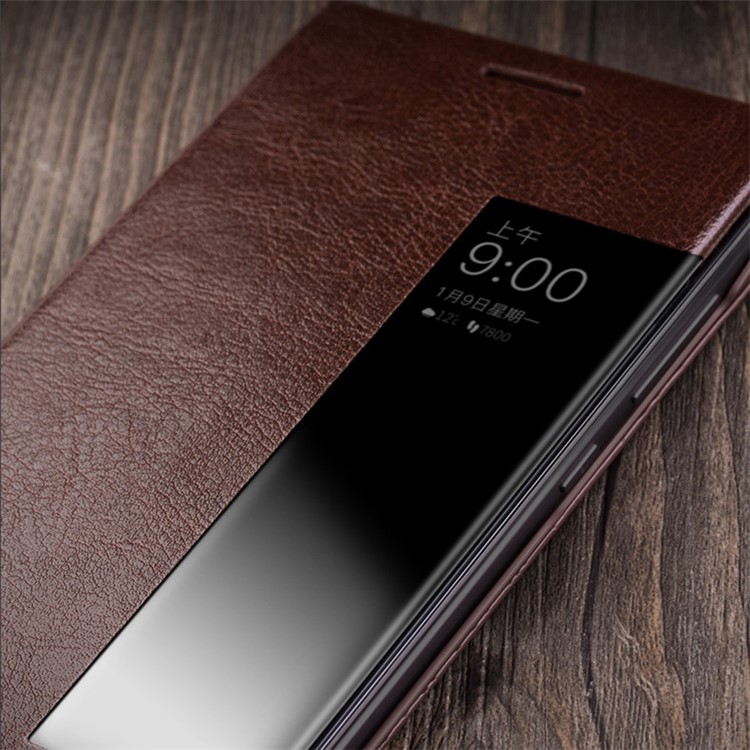 QIALINO Smart View Window Genuine Leather Phone Case for Huawei Mate 10 - Brown-9