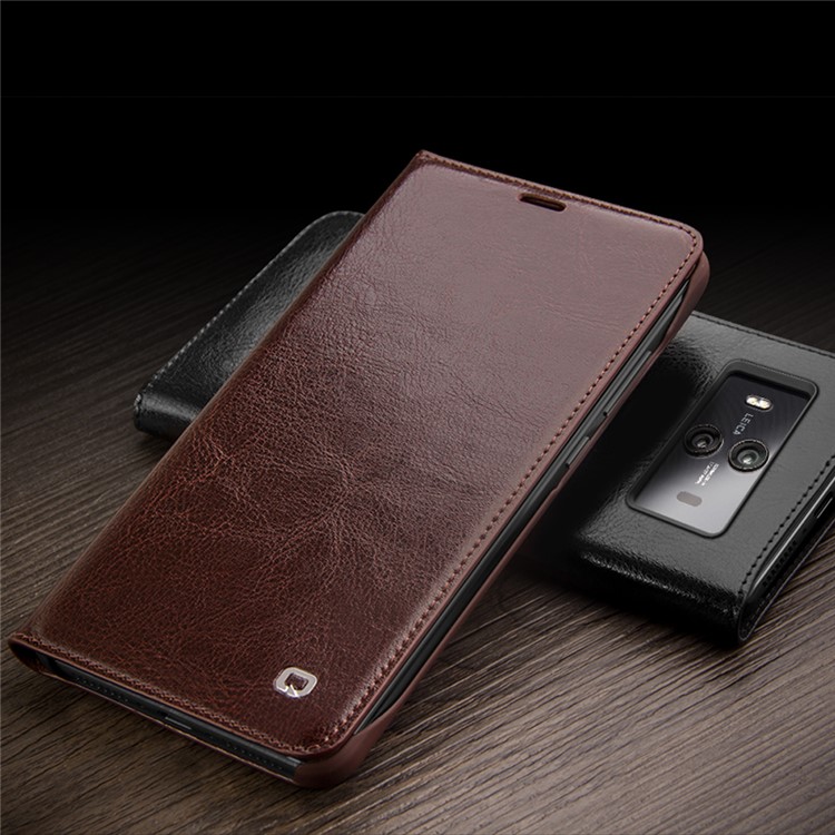 QIALINO Classic Genuine Cowhide Leather Phone Smart Case for Huawei Mate 10 - Black-7