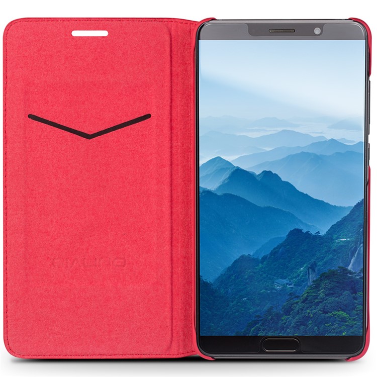 QIALINO for Huawei Mate 10 Classic Genuine Cowhide Leather Mobile Cover - Red-4