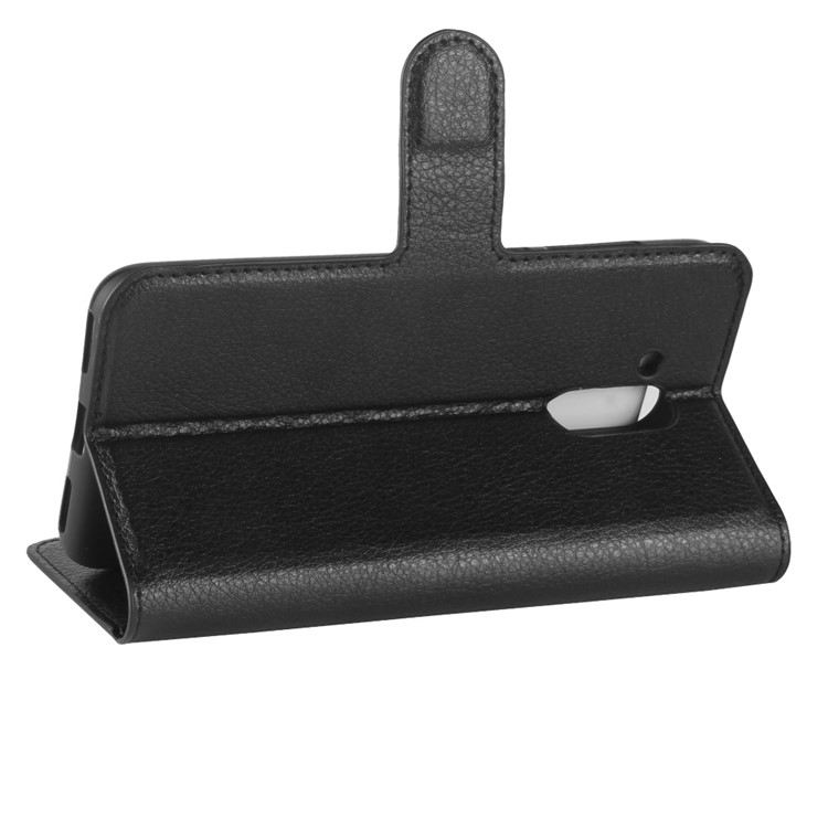 Litchi Skin PU Leather Wallet Stand Phone Case for Huawei Honor V9 Play - Black-5