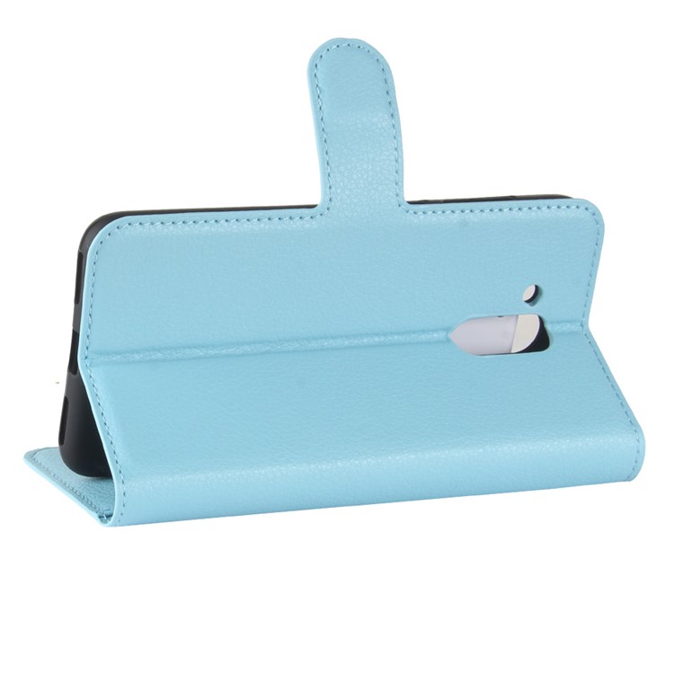 Litchi Skin PU Leather Folio Flip Wallet Mobile Case for Huawei Honor 6C Pro / V9 Play - Blue-5