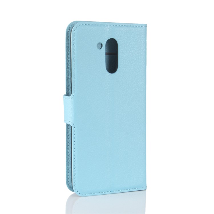 Litchi Skin PU Leather Folio Flip Wallet Mobile Case for Huawei Honor 6C Pro / V9 Play - Blue-6