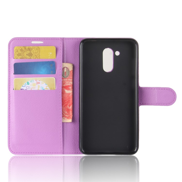 Litchi Skin Wallet Leather Flip Stand Mobile Cover for Huawei Honor 6C Pro / V9 Play - Purple-3