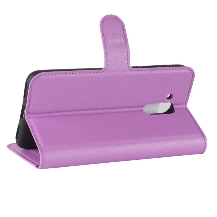 Litchi Skin Wallet Leather Flip Stand Mobile Cover for Huawei Honor 6C Pro / V9 Play - Purple-5