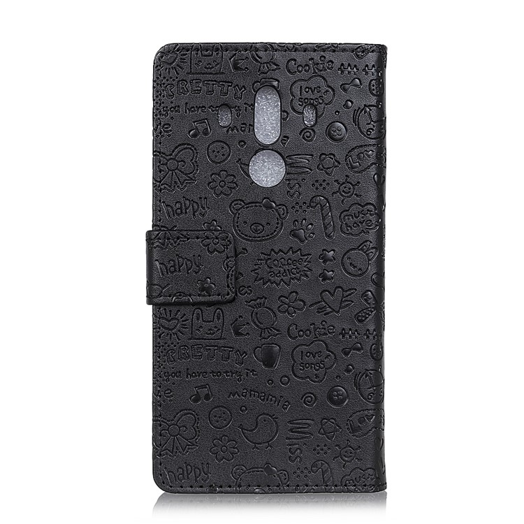 Cartoon Graffiti Leather Stand Mobile Case Wallet for Huawei Mate 10 Pro - Black-2