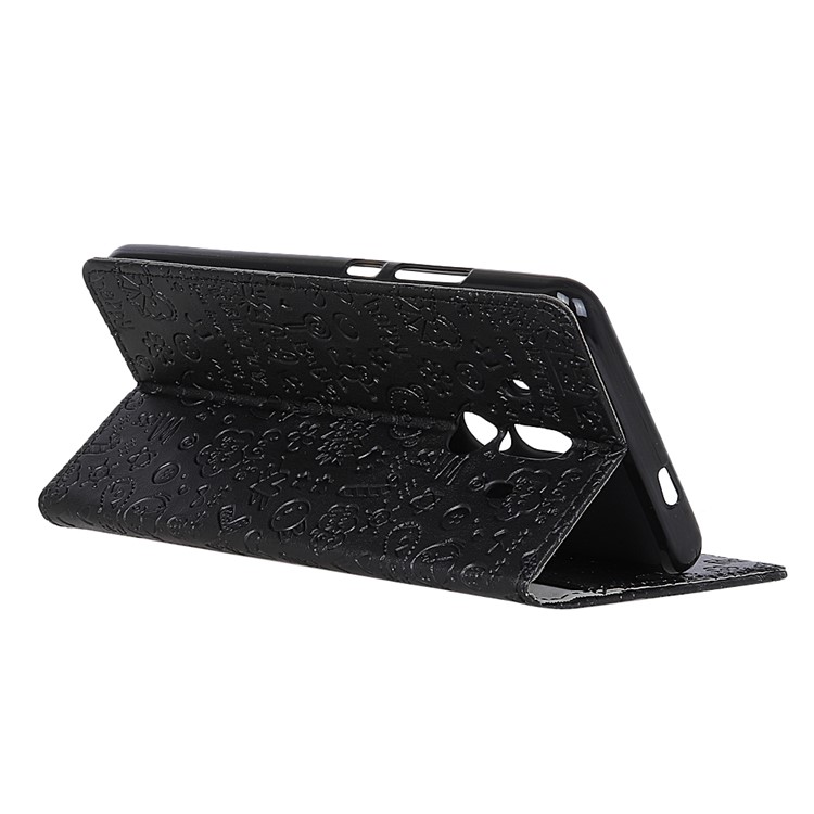 Cartoon Graffiti Leather Stand Mobile Case Wallet for Huawei Mate 10 Pro - Black-3