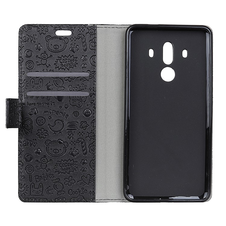 Cartoon Graffiti Leather Stand Mobile Case Wallet for Huawei Mate 10 Pro - Black-5