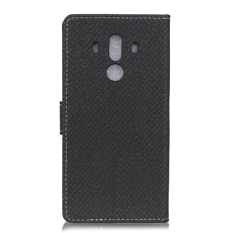 Woven Texture Wallet Magnetic Leather Phone Case with Stand for Huawei Mate 10 Pro - Black-2