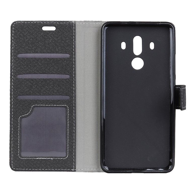 Woven Texture Wallet Magnetic Leather Phone Case with Stand for Huawei Mate 10 Pro - Black-3