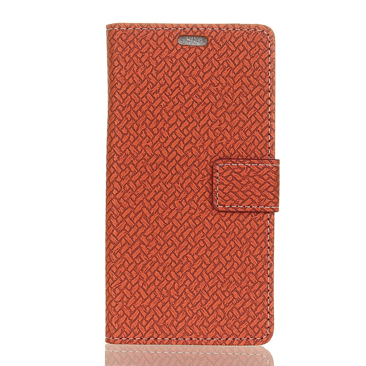 Woven Texture Wallet PU Leather Phone Protection Case with Stand for Huawei Mate 10 Pro - Brown-1