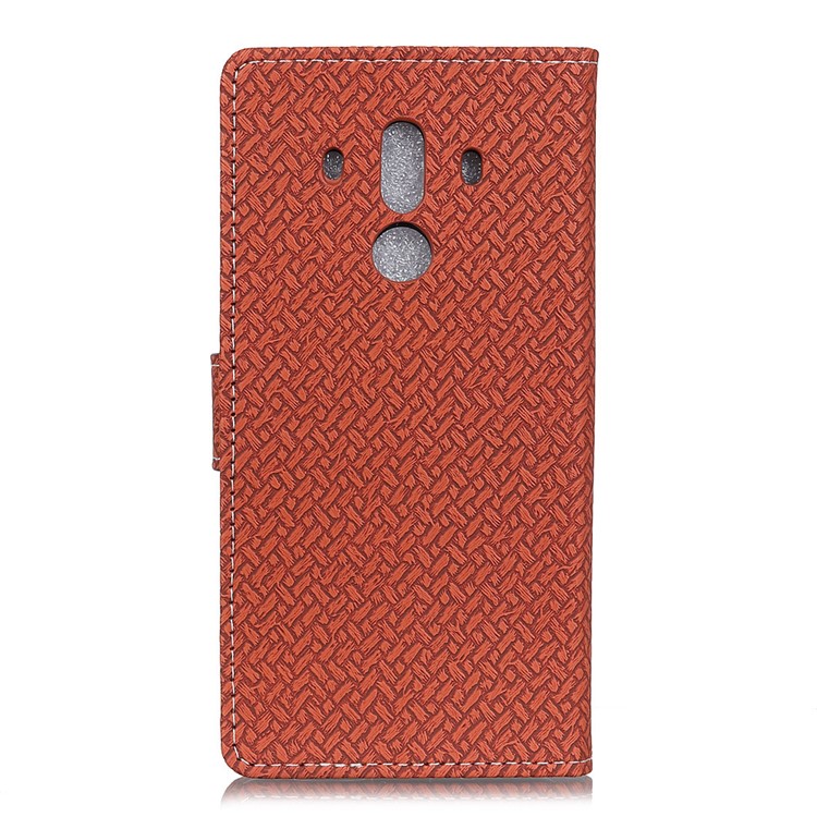 Woven Texture Wallet PU Leather Phone Protection Case with Stand for Huawei Mate 10 Pro - Brown-2