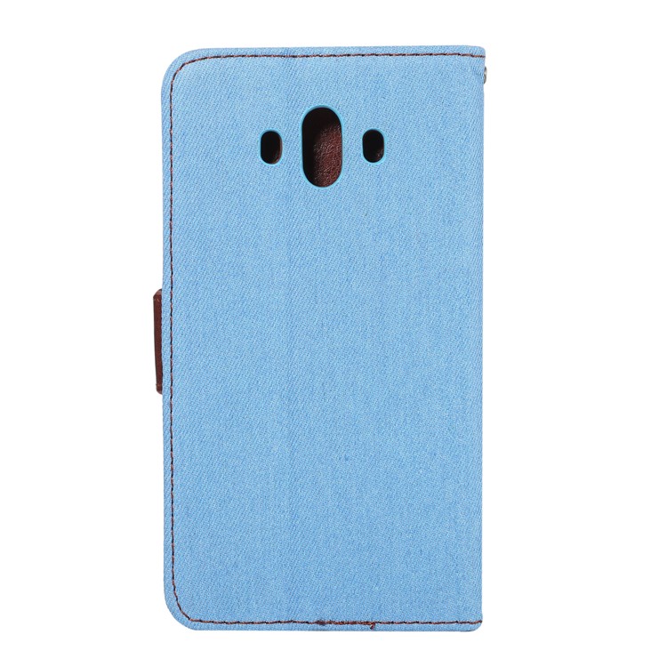 Jeans Cloth Leather Card Holder Cover for Huawei Mate 10 - Baby Blue-3