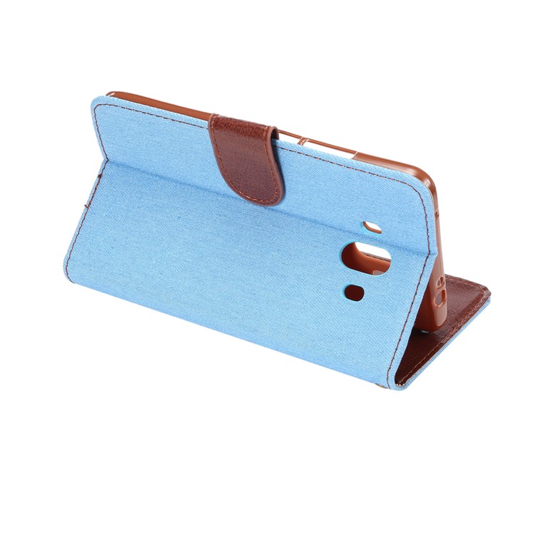 Jeans Cloth Leather Card Holder Cover for Huawei Mate 10 - Baby Blue-4
