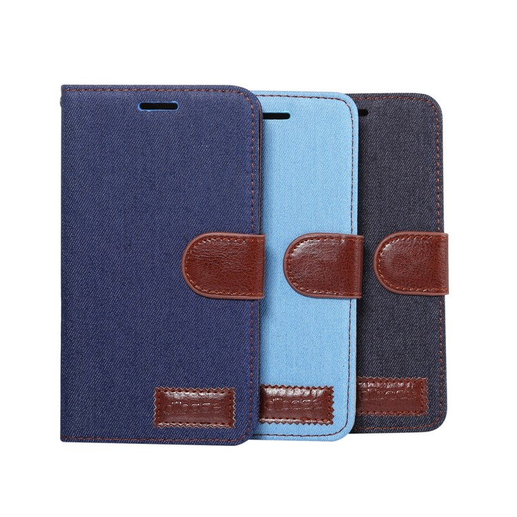 Jeans Cloth Leather Card Holder Cover for Huawei Mate 10 - Baby Blue-8