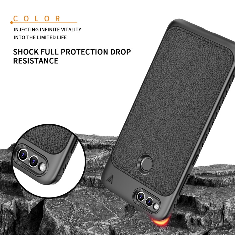IVSO Gentry Series Leather Coated TPU Mobile Case for Huawei Honor 7X - Black-5