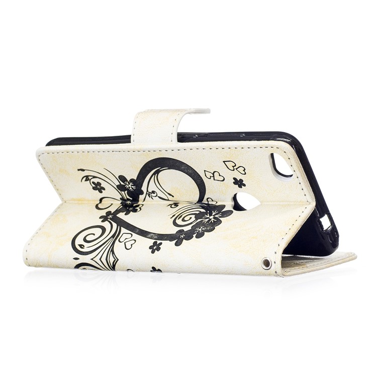 Imprinted Loving Heart Leather Wallet Case for Huawei P8 Lite (2017) / Honor 8 Lite - White-4