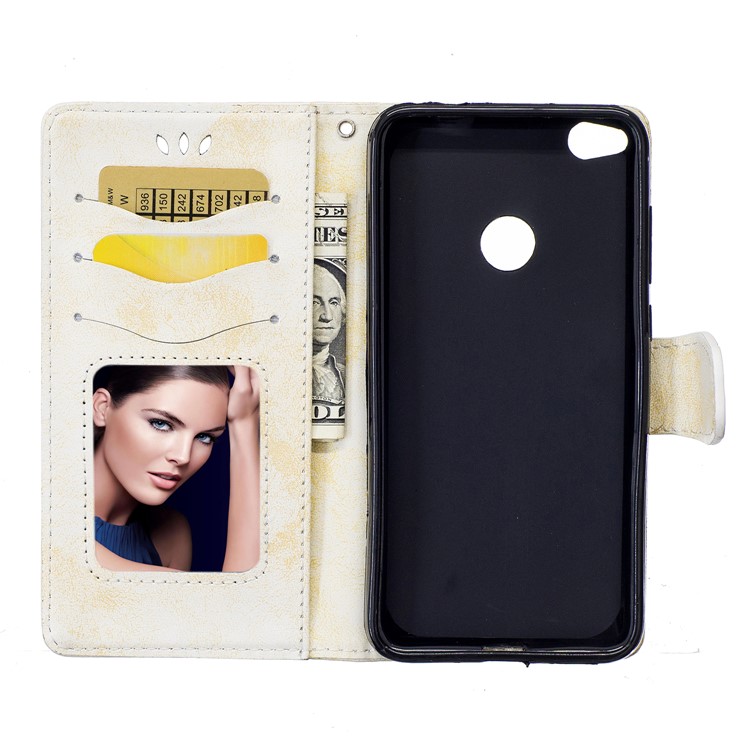 Imprinted Loving Heart Leather Wallet Case for Huawei P8 Lite (2017) / Honor 8 Lite - White-5