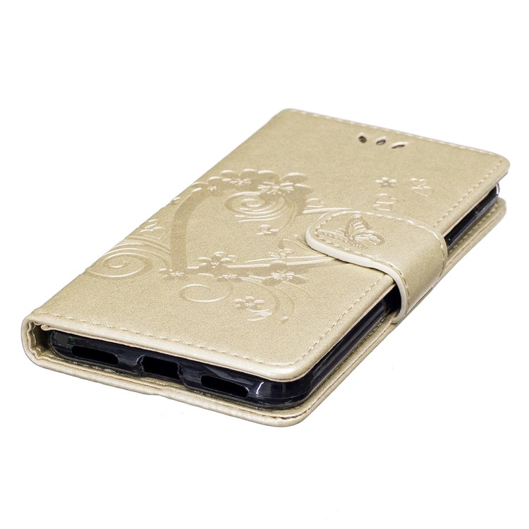 Imprinted Loving Heart Leather Wallet Shell for Huawei P8 Lite (2017) / Honor 8 Lite - Gold-3
