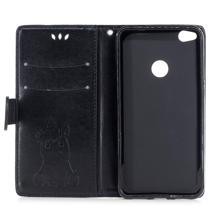 Unicorn Pattern Print Magnetic Leather Wallet Stand Cell Phone Shell for Huawei P8 Lite (2017) / Honor 8 Lite - Black-8