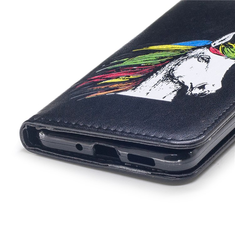 Unicorn Pattern Print Magnetic Leather Wallet Stand Cell Phone Shell for Huawei P10 Lite - Black-5