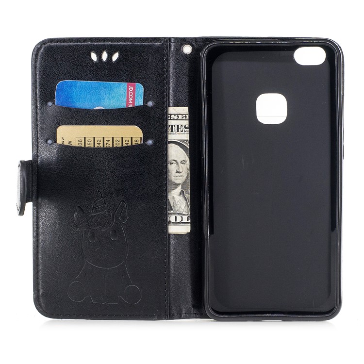 Unicorn Pattern Print Magnetic Leather Wallet Stand Cell Phone Shell for Huawei P10 Lite - Black-7