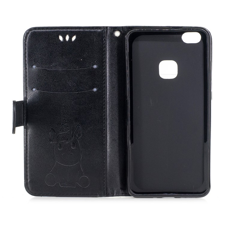Unicorn Pattern Print Magnetic Leather Wallet Stand Cell Phone Shell for Huawei P10 Lite - Black-8