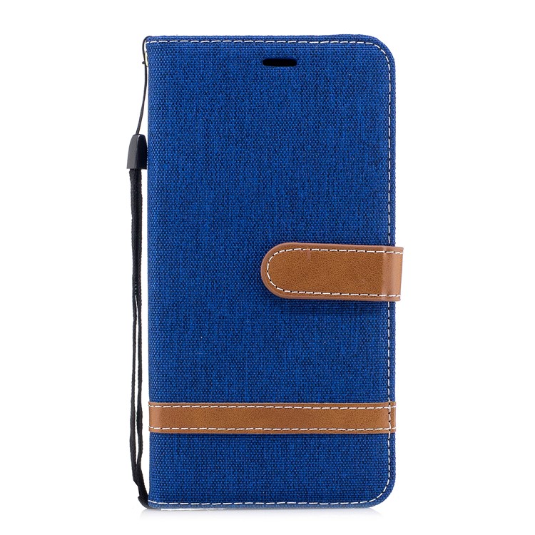 Two-tone Jean Cloth PU Leather Wallet Stand Cover for Huawei Honor 7X - Baby Blue-2