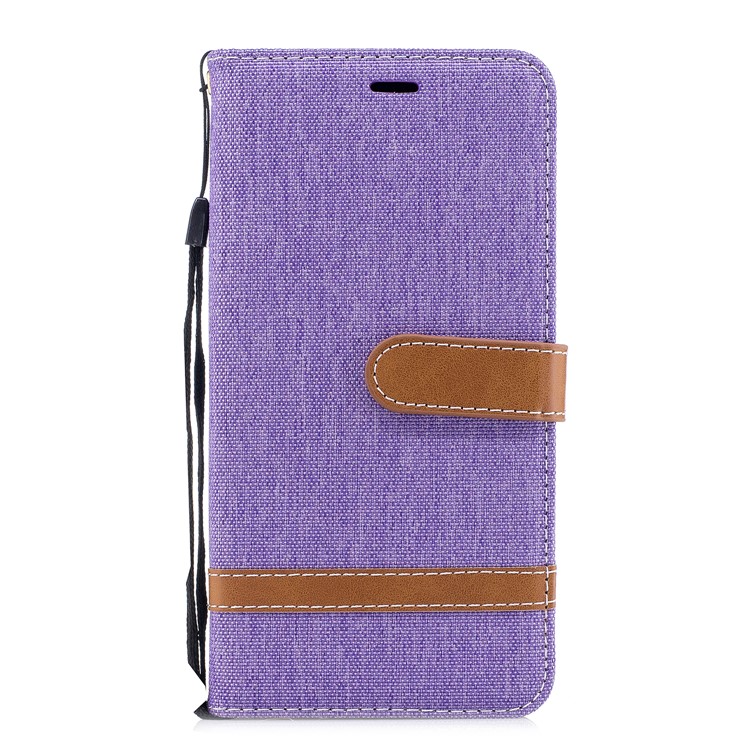 Two-tone Jean Cloth PU Leather Stand Wallet Case for Huawei Honor 7X - Purple-2