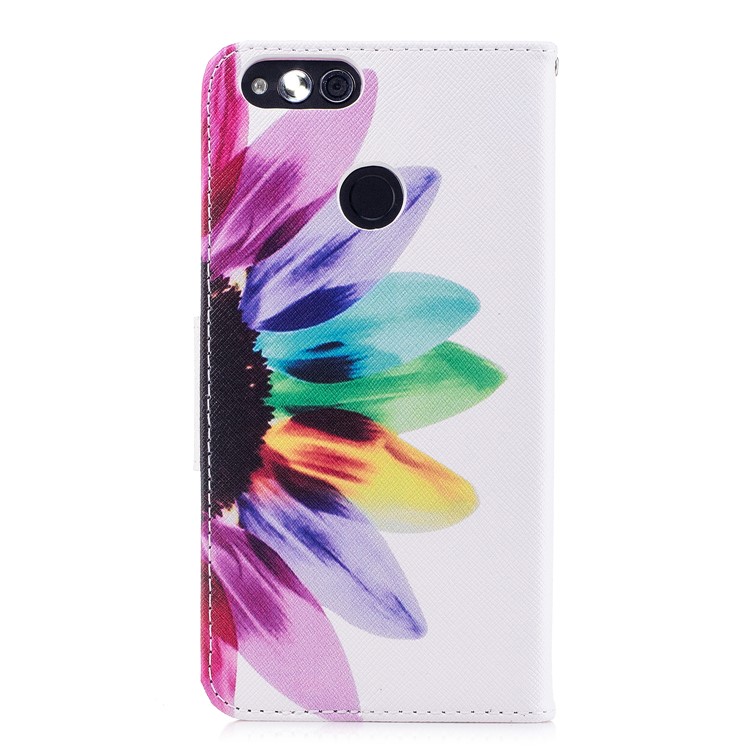 Pattern Printing PU Leather Wallet Stand Phone Casing for Huawei Honor 7X - Half Sunflower-3