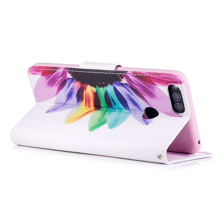 Pattern Printing PU Leather Wallet Stand Phone Casing for Huawei Honor 7X - Half Sunflower-4