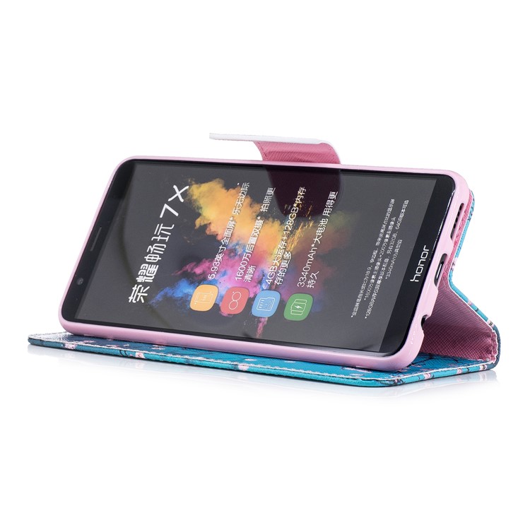 Pattern Printing PU Leather Wallet Stand Cell Phone Case for Huawei Honor 7X - Wintersweet-5