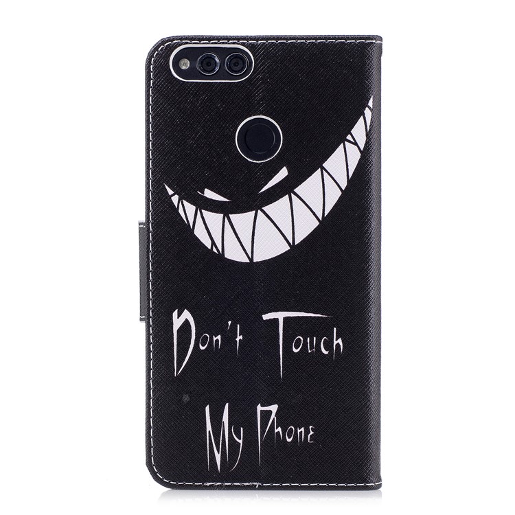 Pattern Printing PU Leather Wallet Stand Mobile Phone Cover for Huawei Honor 7X - Angry Face-3