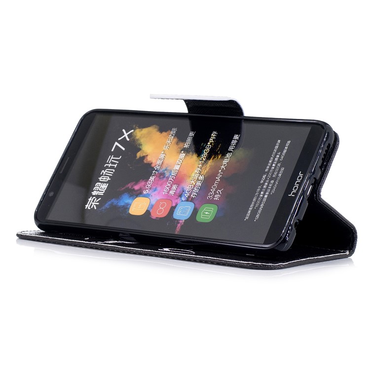 Pattern Printing PU Leather Wallet Stand Mobile Phone Cover for Huawei Honor 7X - Angry Face-5