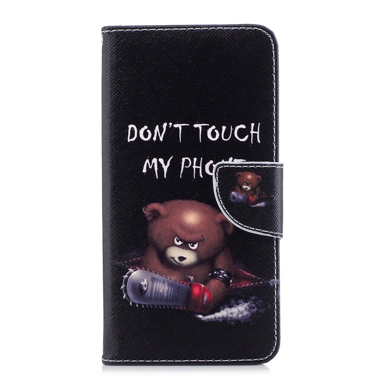 Pattern Printing PU Leather Wallet Stand Cell Phone Cover for Huawei Honor 7X - Bear with Saw-2