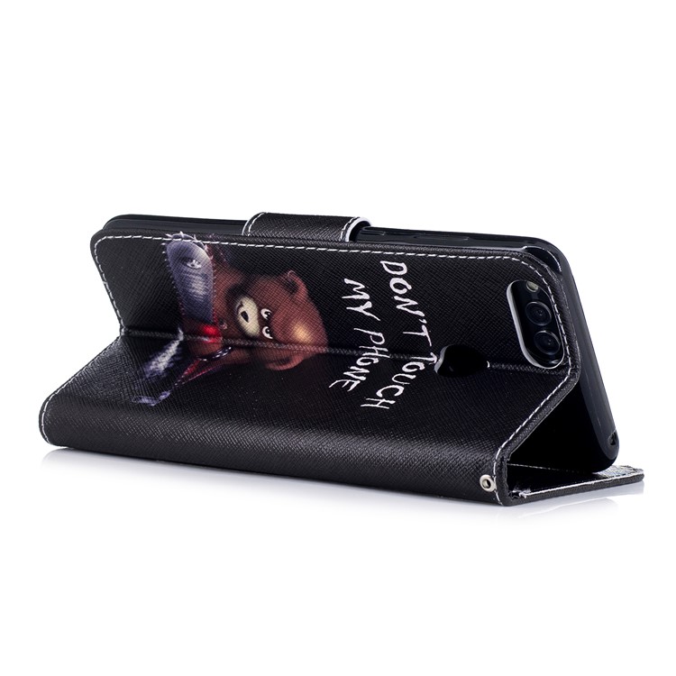 Pattern Printing PU Leather Wallet Stand Cell Phone Cover for Huawei Honor 7X - Bear with Saw-4