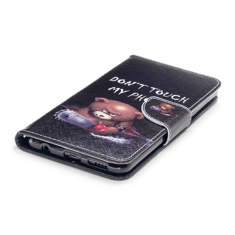 Pattern Printing PU Leather Wallet Stand Cell Phone Cover for Huawei Honor 7X - Bear with Saw-6