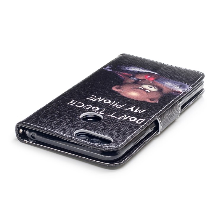 Pattern Printing PU Leather Wallet Stand Cell Phone Cover for Huawei Honor 7X - Bear with Saw-7