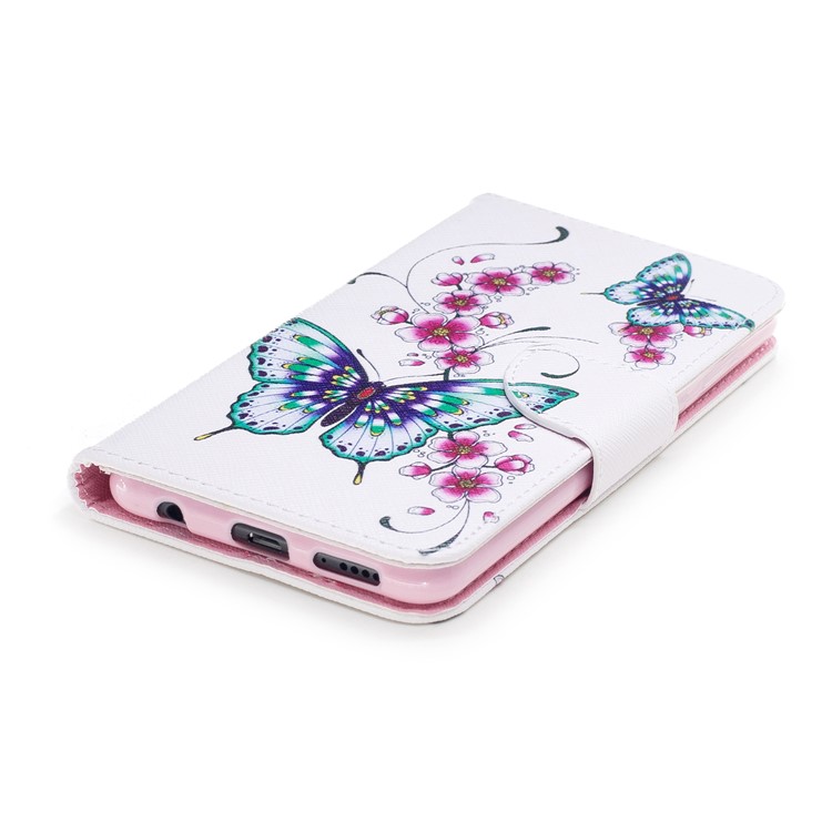 Pattern Printing Leather Wallet Case for Huawei Honor 7X - Butterfly and Flower-6