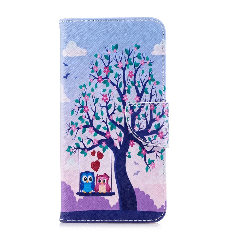 Pattern Printing Leather Wallet Cover for Huawei Honor 7X - Owl and Tree-2