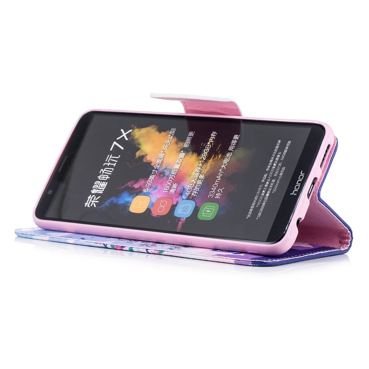Pattern Printing Leather Wallet Cover for Huawei Honor 7X - Owl and Tree-5